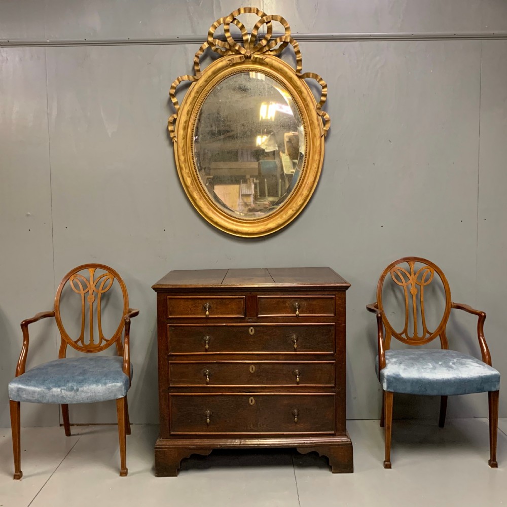 4' x 3' large French oval gilt mirror with ribbons View III