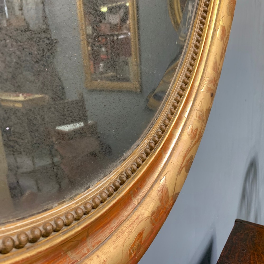 4' x 3' large French oval gilt mirror with ribbons View VIII