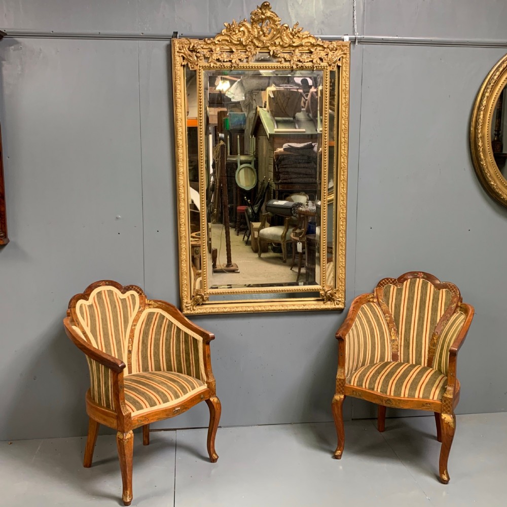 Pair of satinwood chinoiserie chairs for upholstery View II