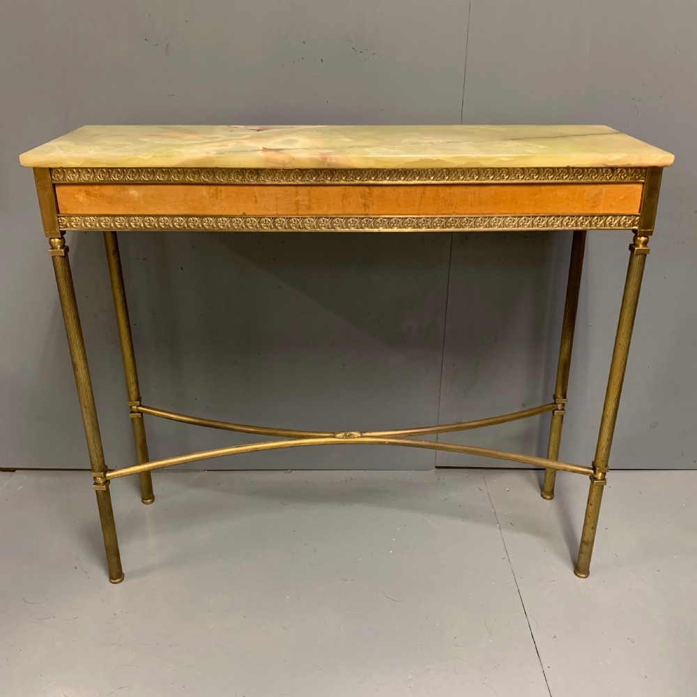 Slim Alabaster and brass hall console table