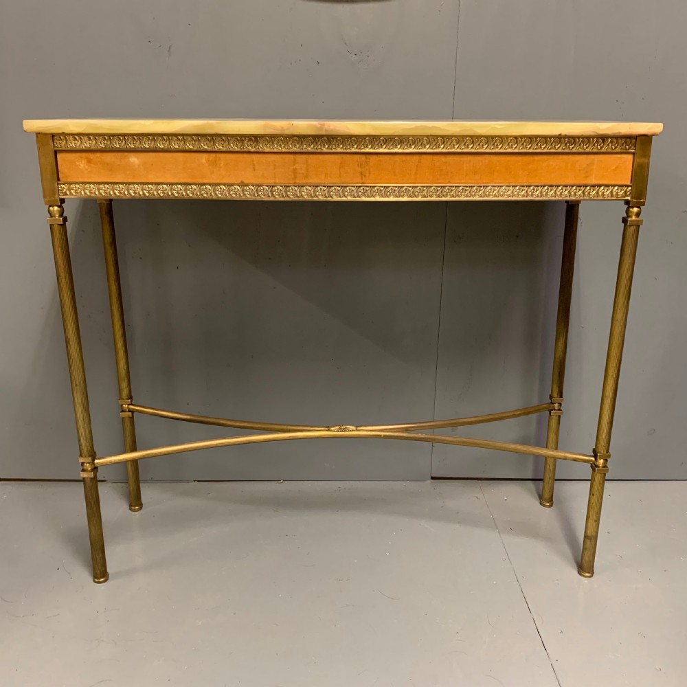 Slim Alabaster and brass hall console table View II
