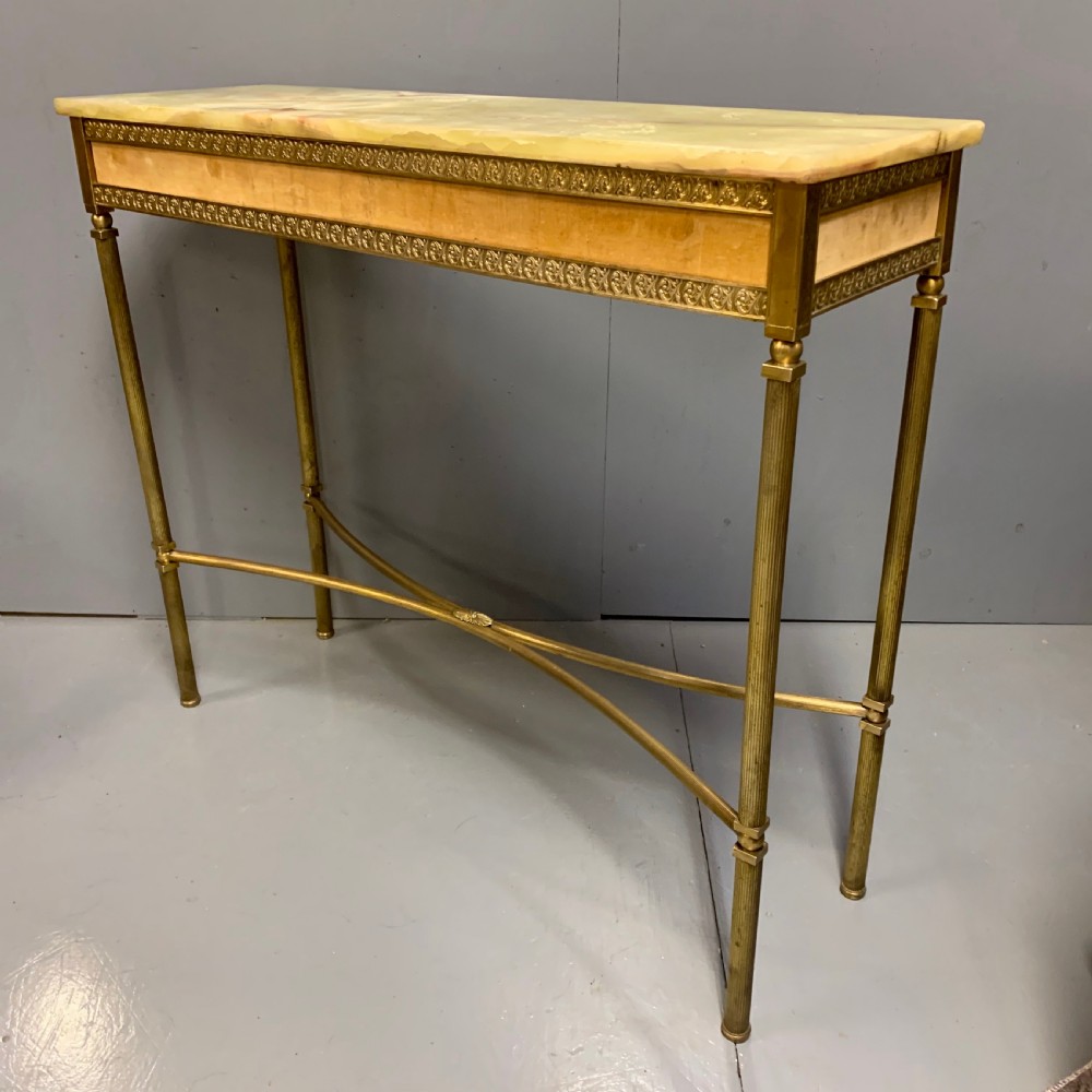 Slim Alabaster and brass hall console table View III