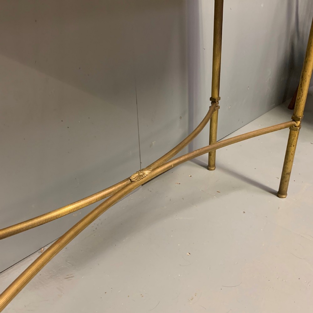 Slim Alabaster and brass hall console table View VIII