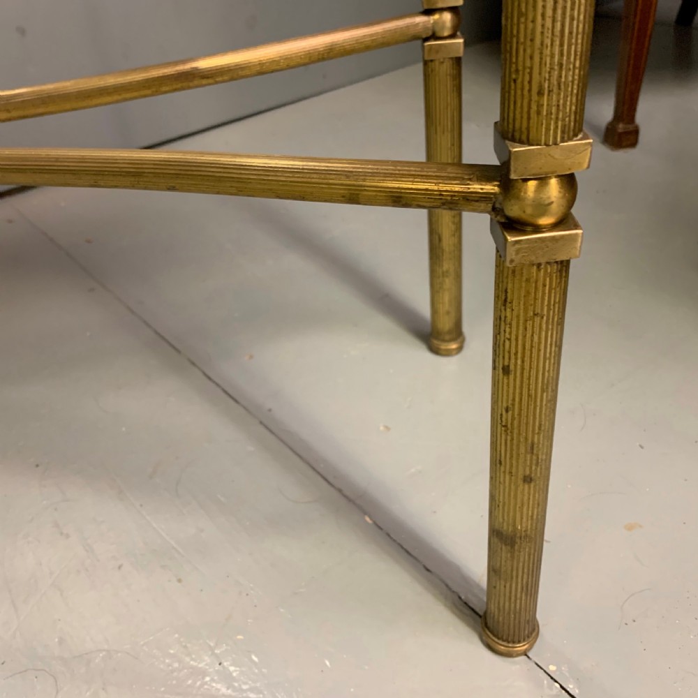 Slim Alabaster and brass hall console table View IX