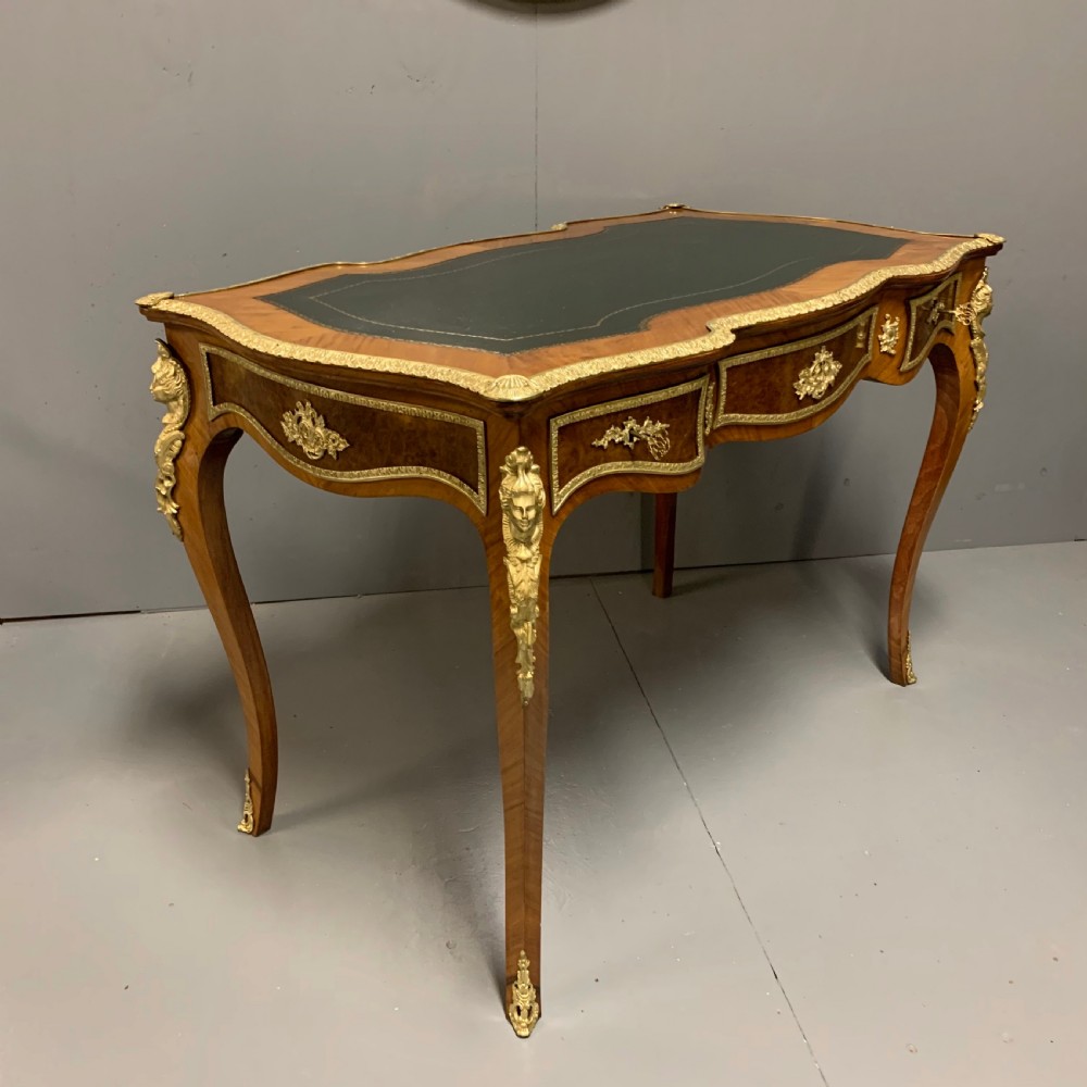 Very fine quality French bureau plat writing table 113cm wide 