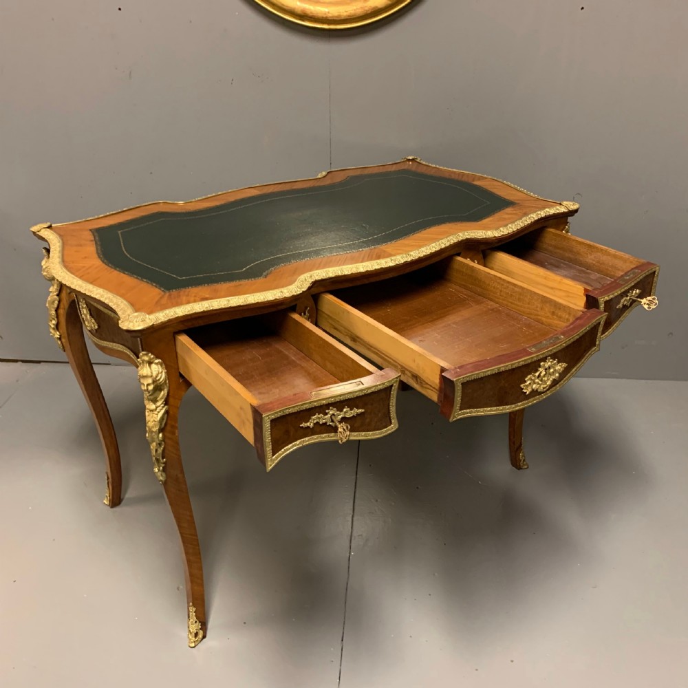 Very fine quality French bureau plat writing table 113cm wide  View X