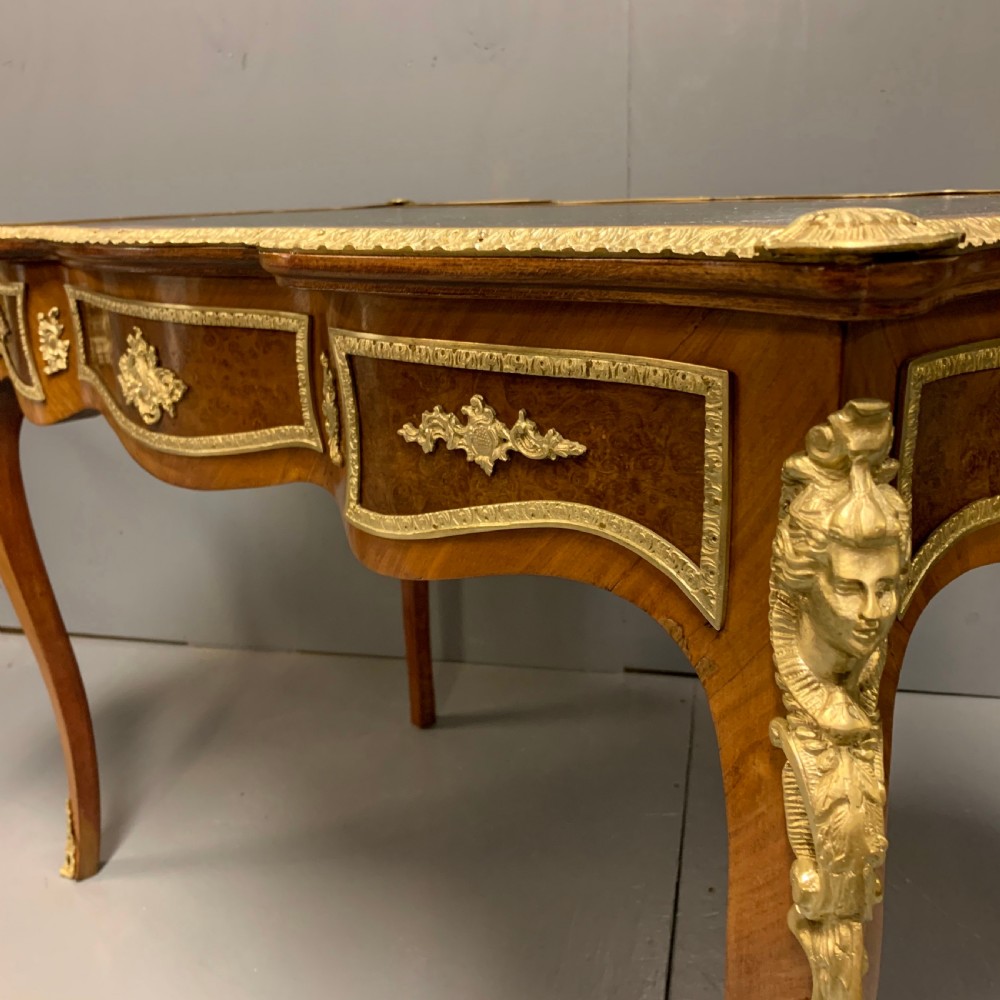 Very fine quality French bureau plat writing table 113cm wide  View XII