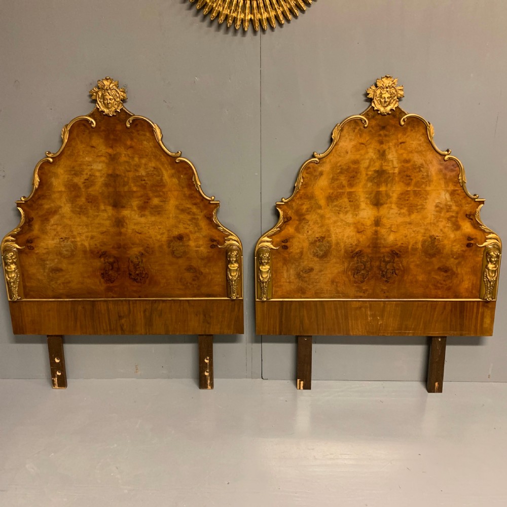 Pair of 3' headboards in burr walnut
