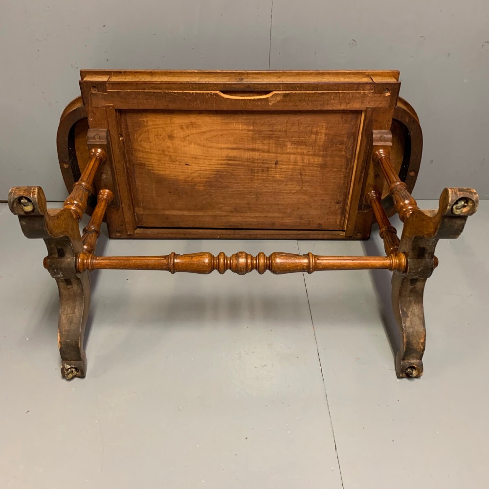 19th century burr walnut & amboyna writing table with sage leather View XII