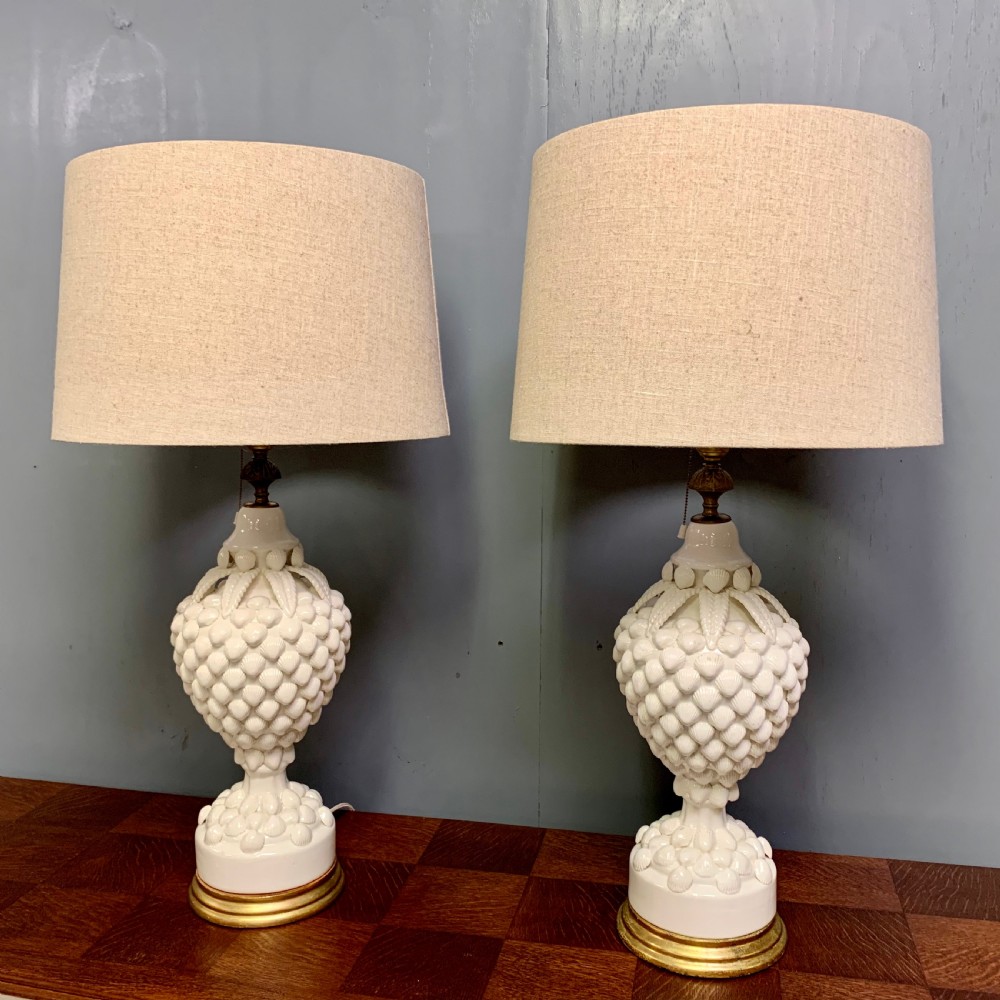 Large & spectacular pair of Spanish ceramic table lamps  View VI