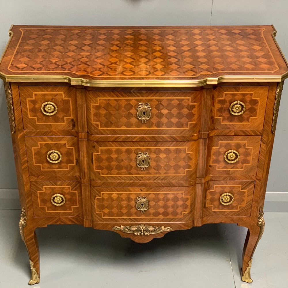 French kingwood geometric parquetry chest of drawers View V