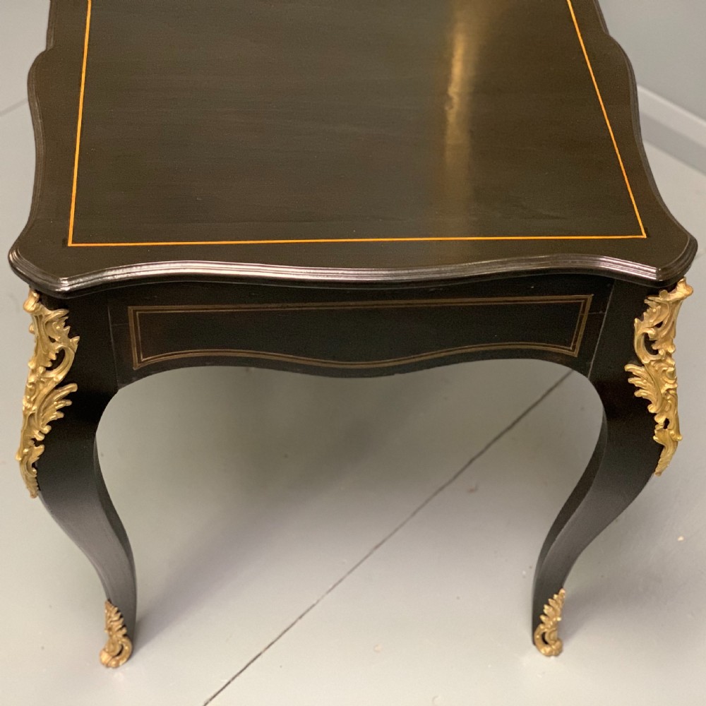 Large black lacquer and brass bureau plat View IV