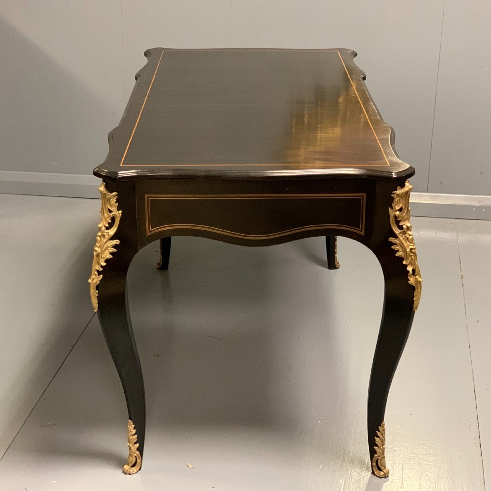 Large black lacquer and brass bureau plat View VI
