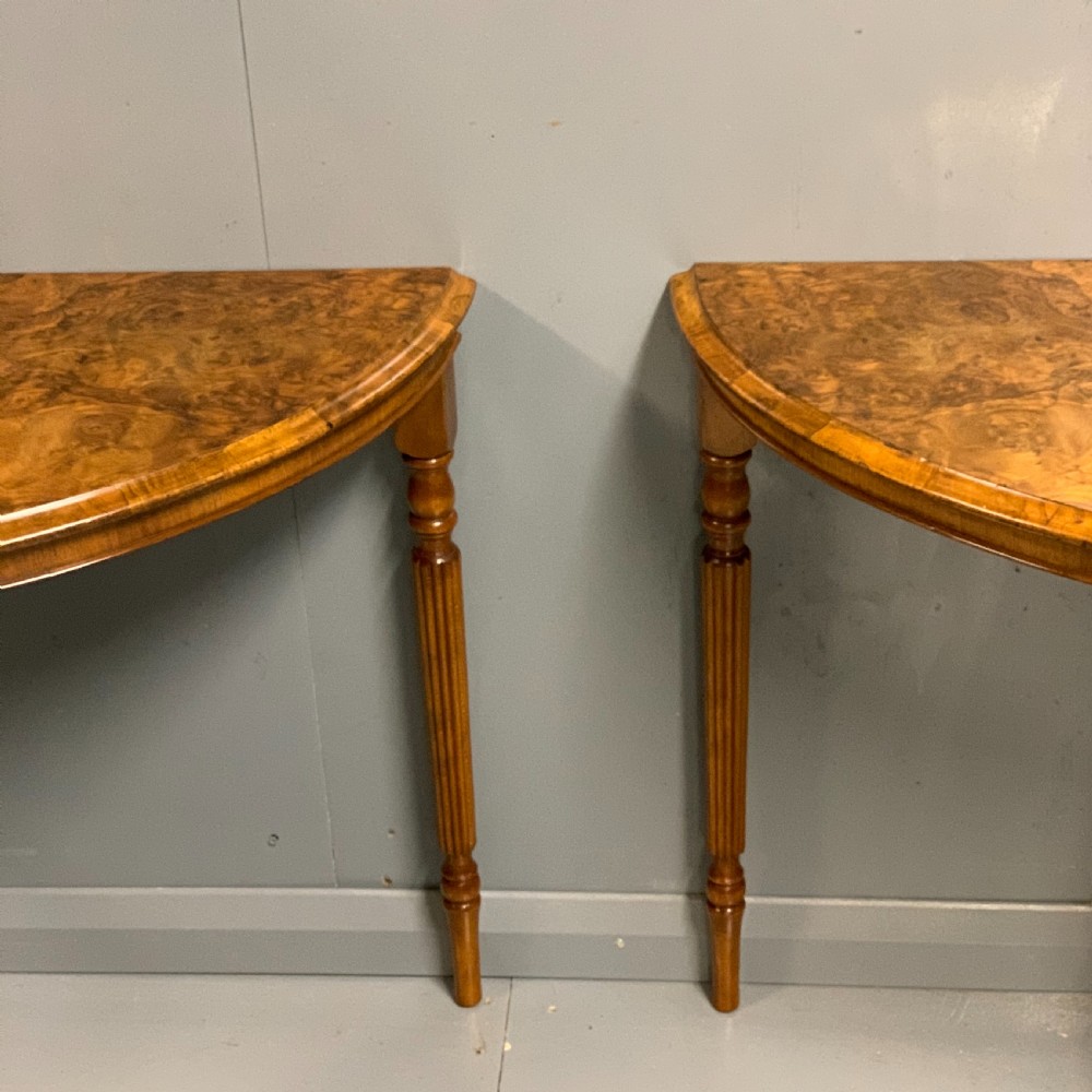 Pair of c19th burr walnut console tables  View VIII