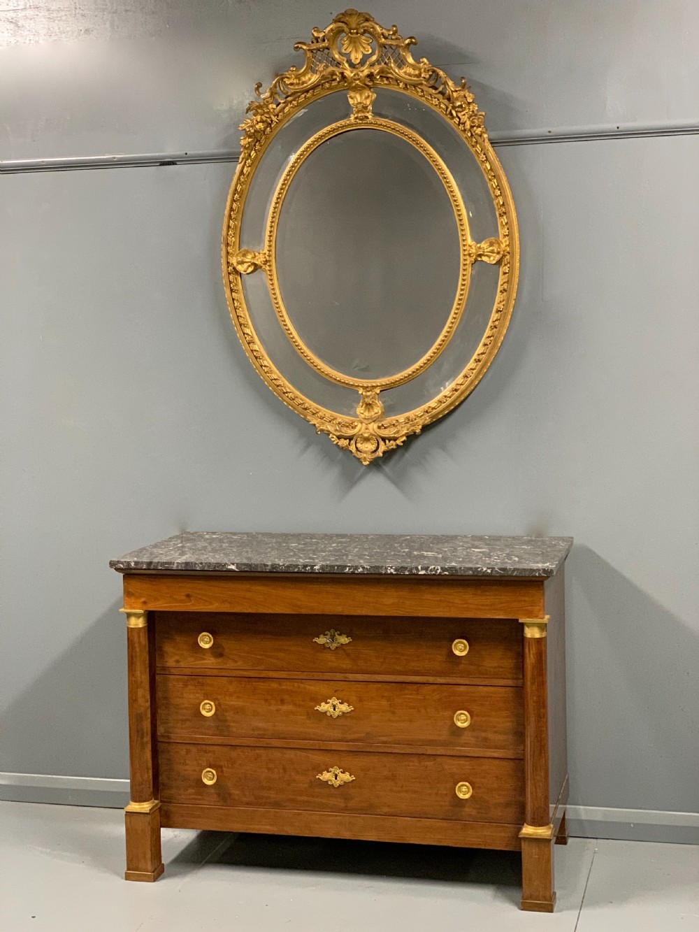 French Empire commode with marble top and brasses View II