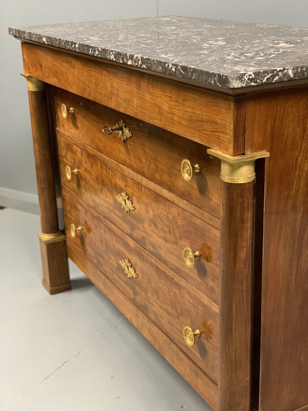 French Empire commode with marble top and brasses View VI