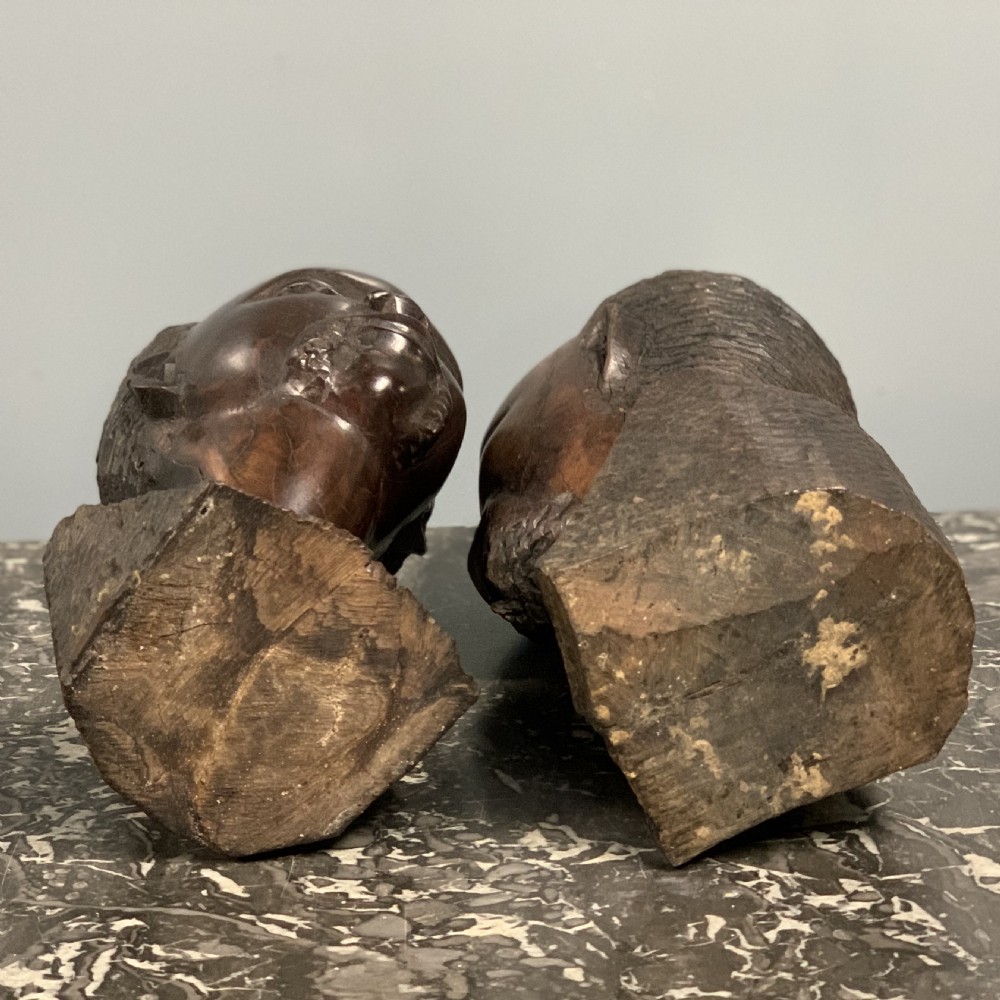 Pair of African carved hardwood busts  View VII