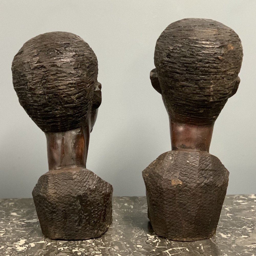 Pair of African carved hardwood busts  View VIII