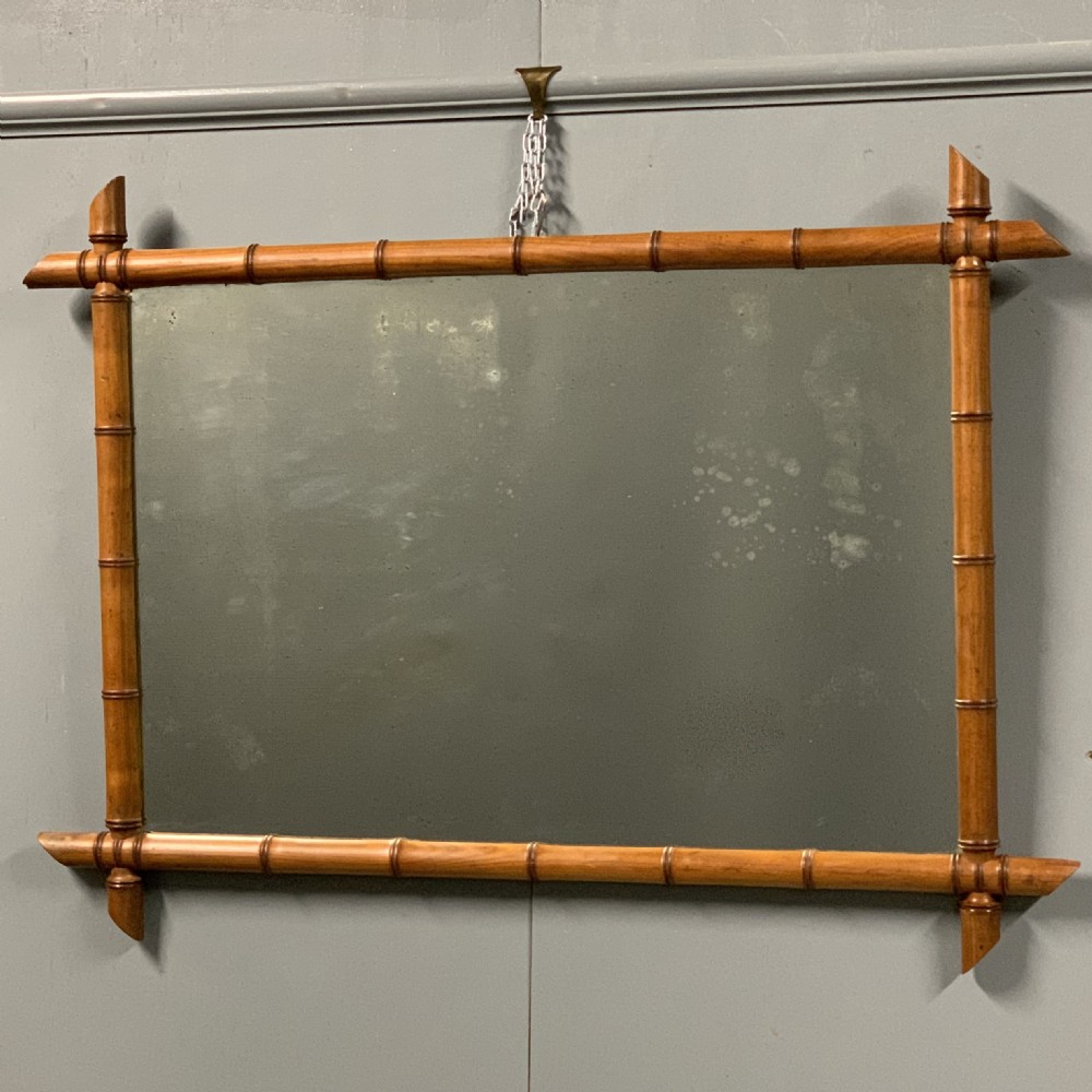 Large French faux bamboo mirror with original glass
