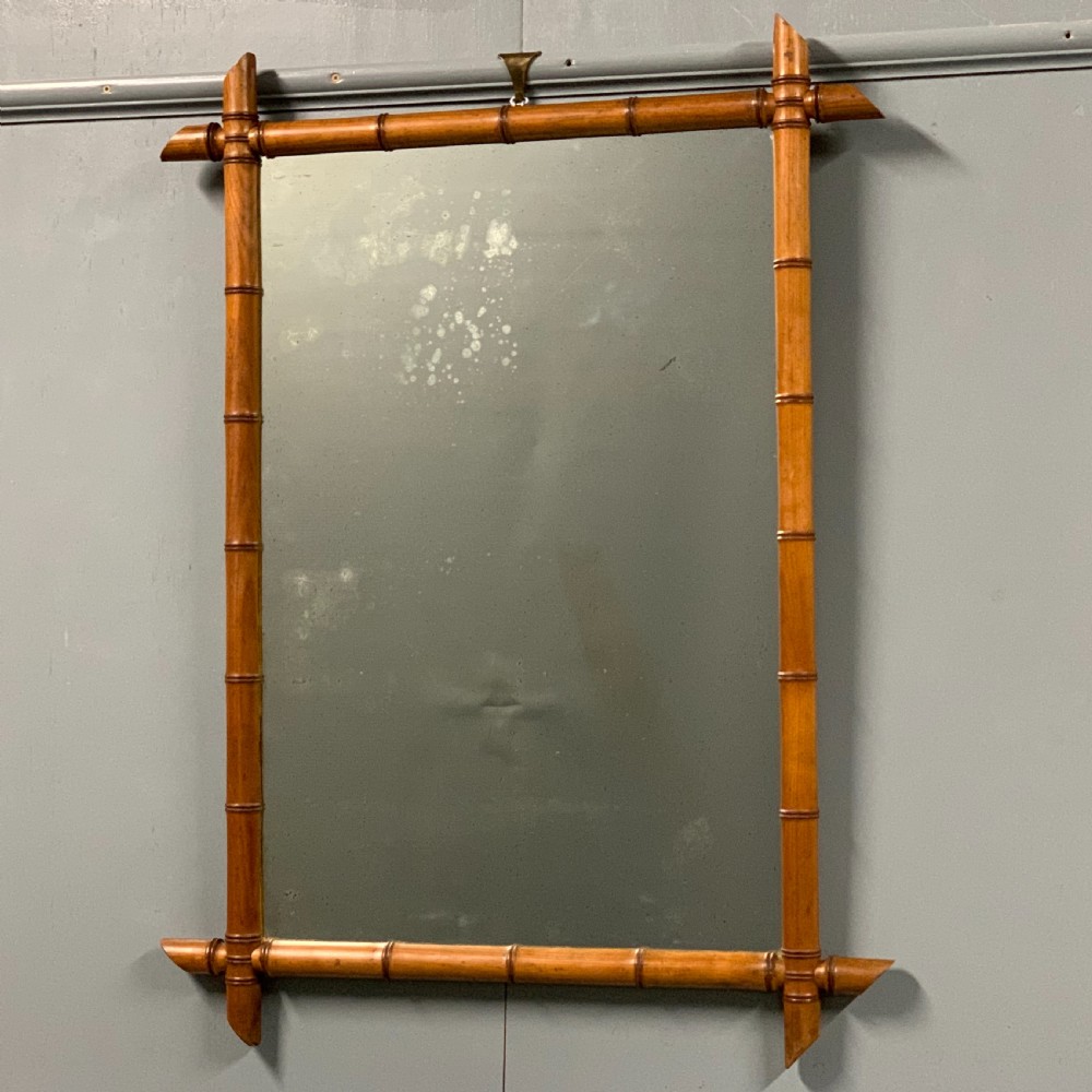 Large French faux bamboo mirror with original glass View II