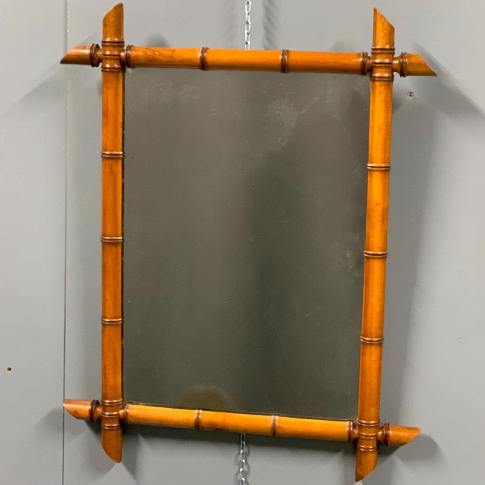 French faux bamboo mirror with foxing plate
