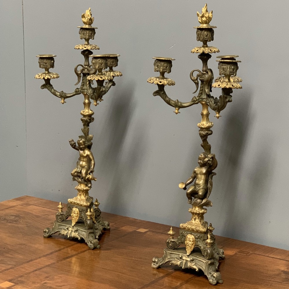Pair of c19th French gilt bronze candelabra View XI