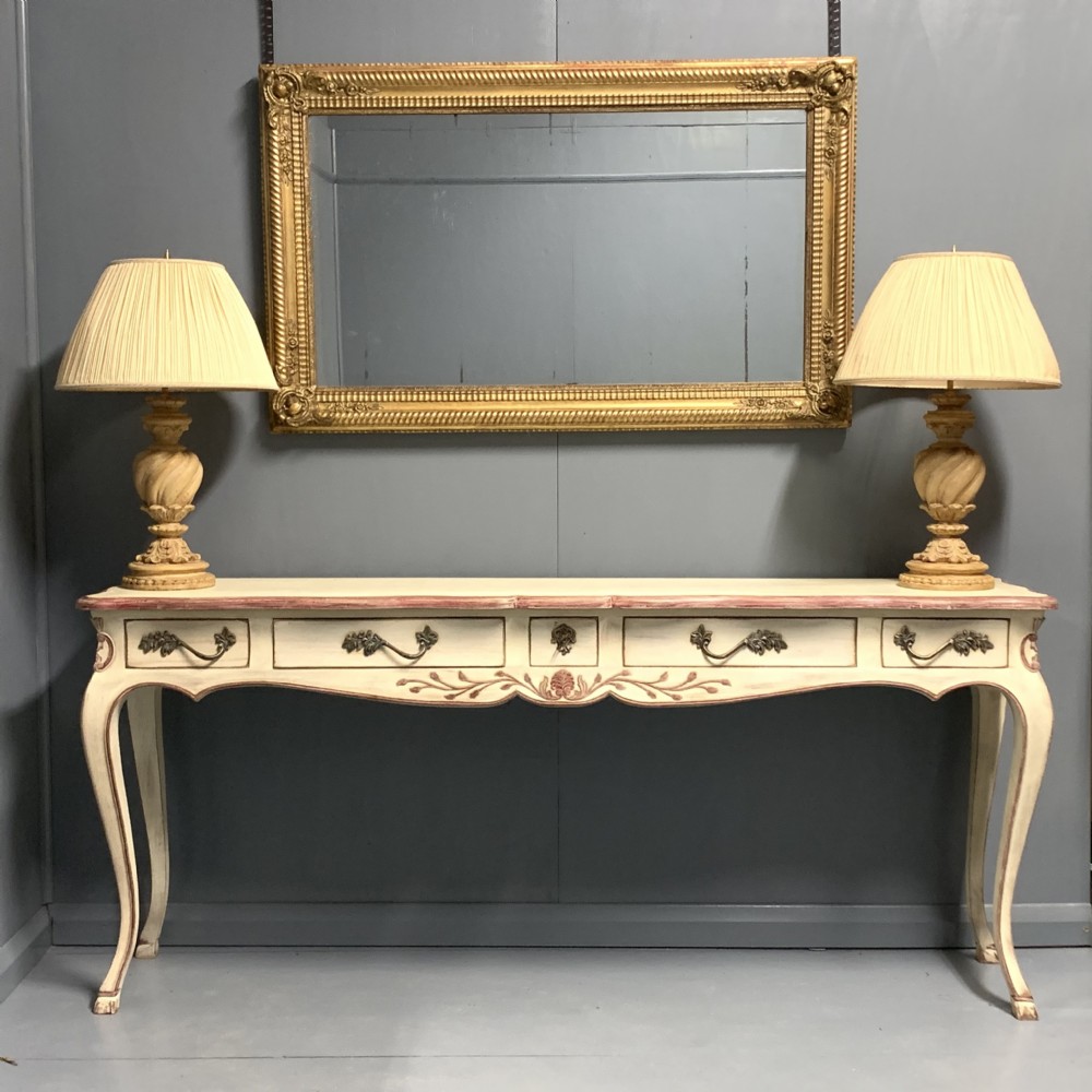 Large French painted console table  View II