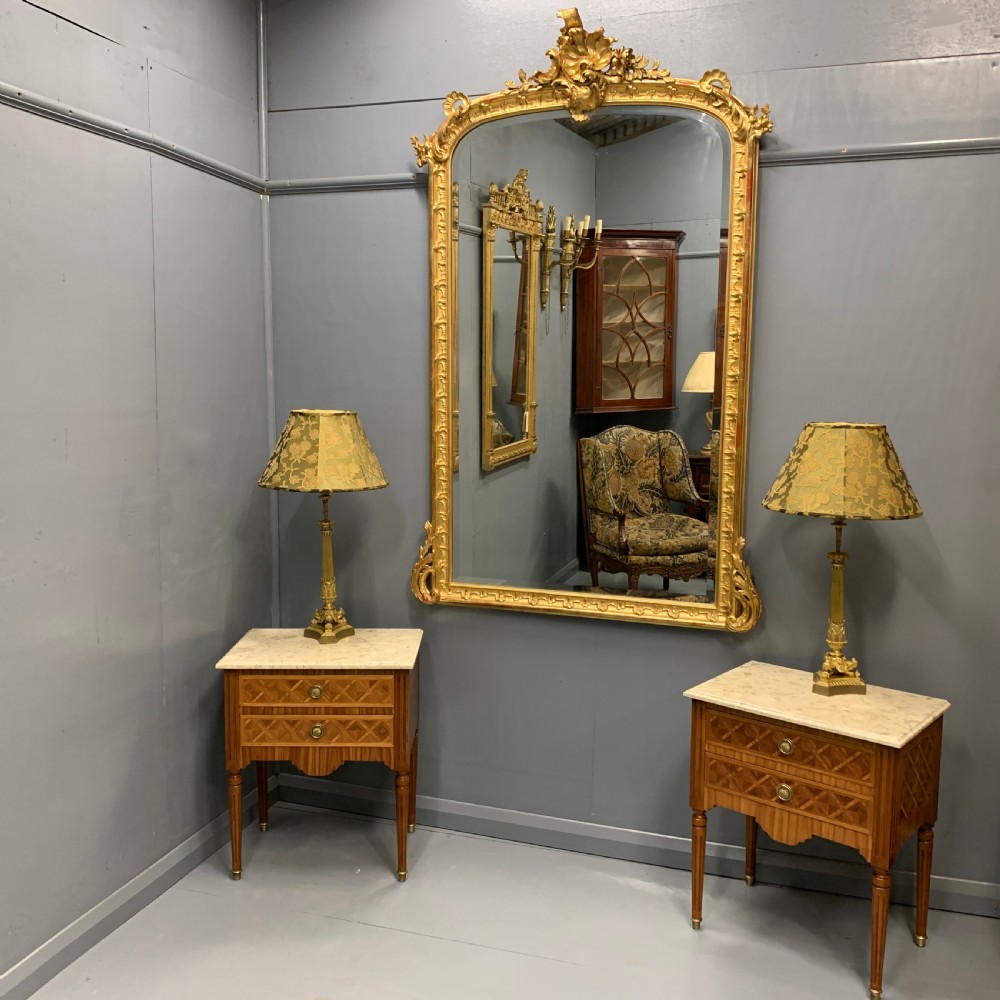 Large French gilt mirror with bevelled glass View II