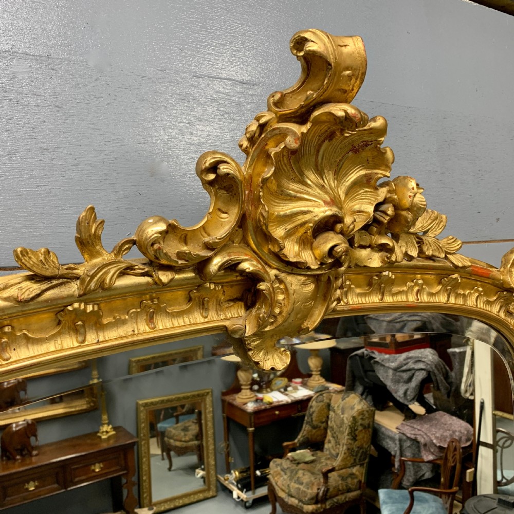 Large French gilt mirror with bevelled glass View III
