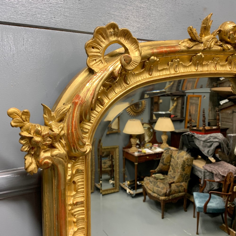 Large French gilt mirror with bevelled glass View IV