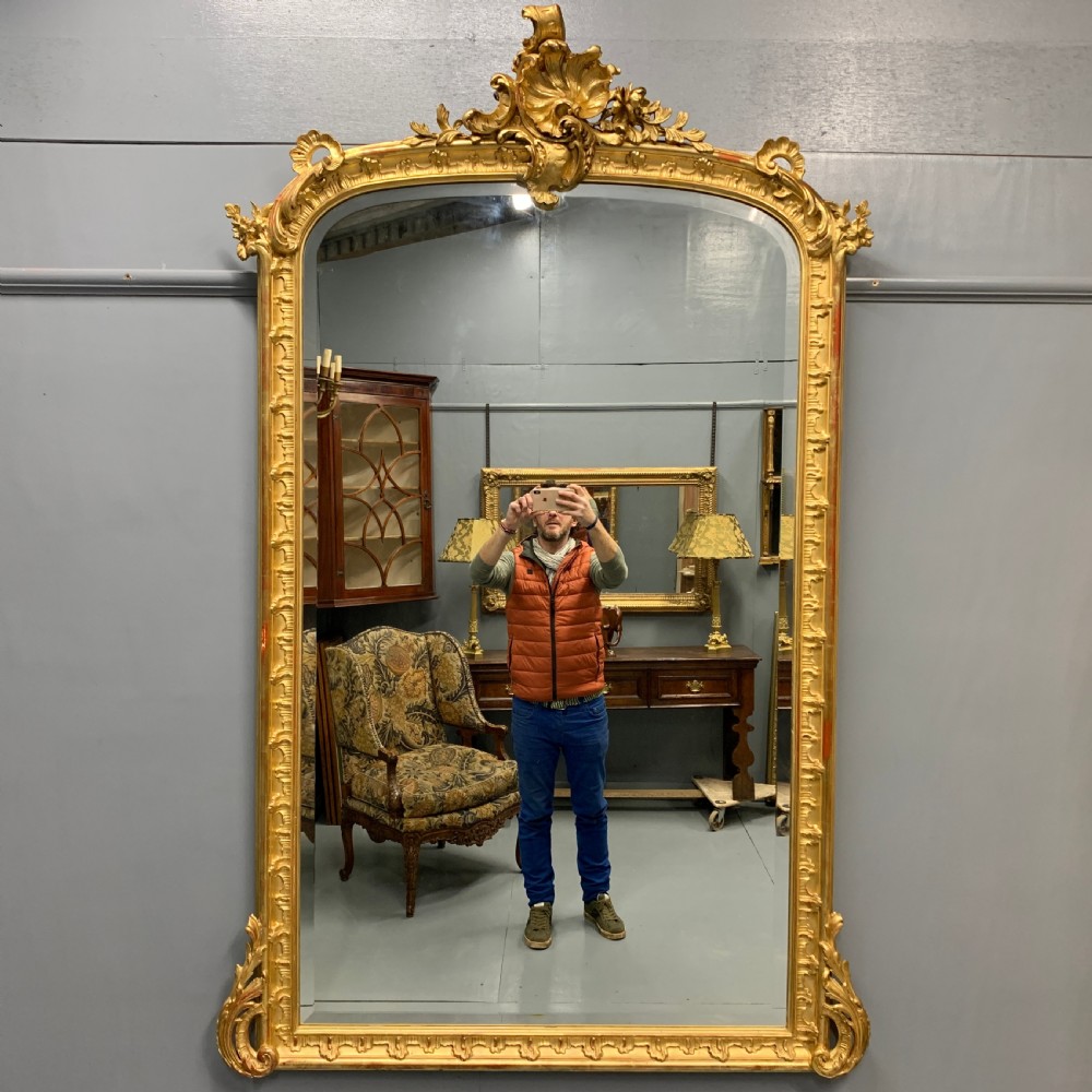 Large French gilt mirror with bevelled glass View VI
