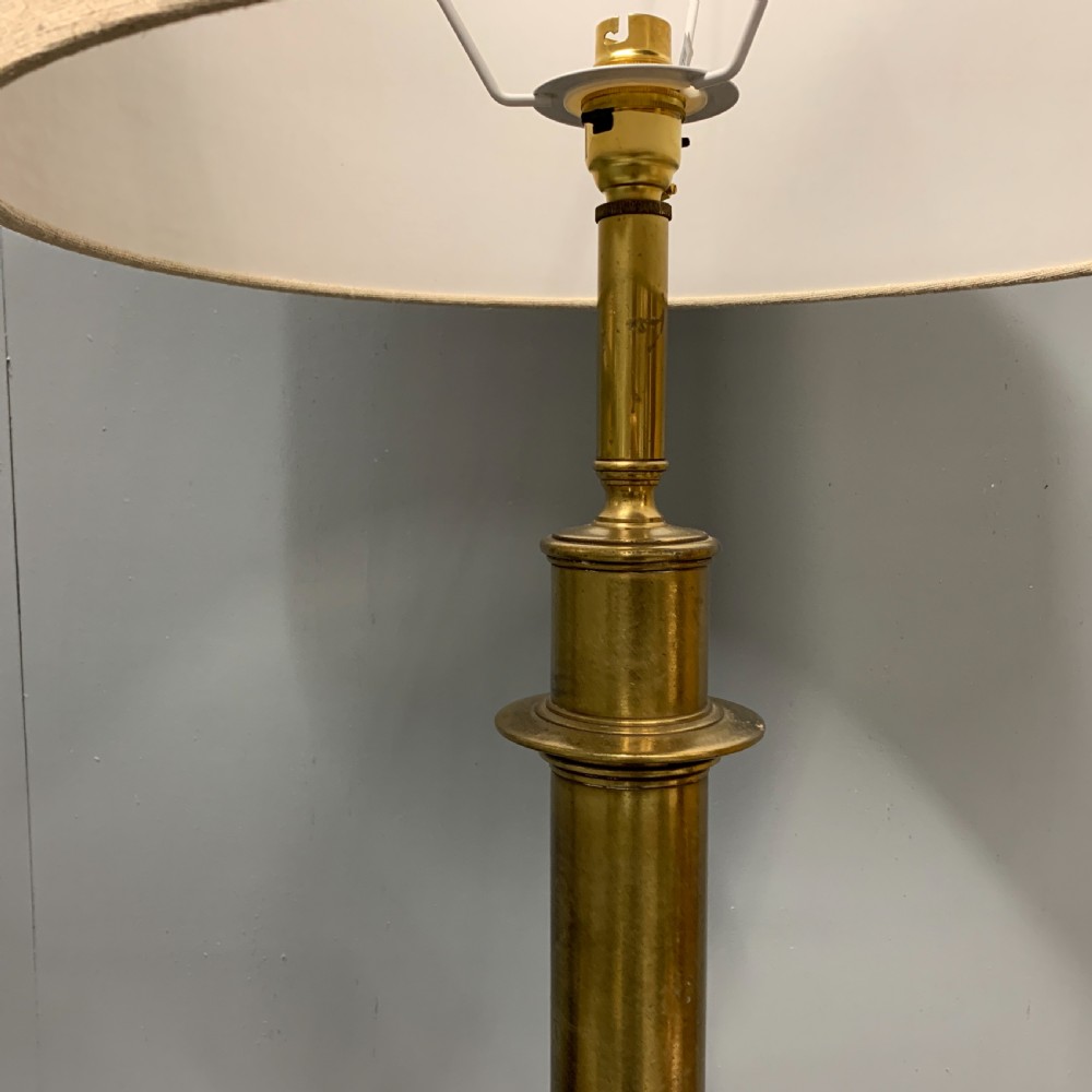 Pair of bulbous ebonised and brass lamps  View VII