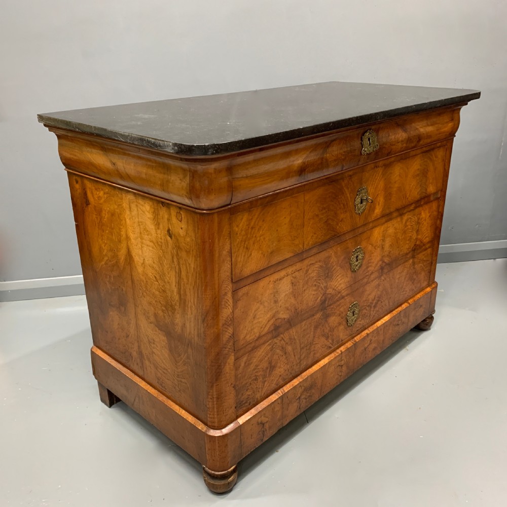 Outstanding figured walnut and marble top commode View XII