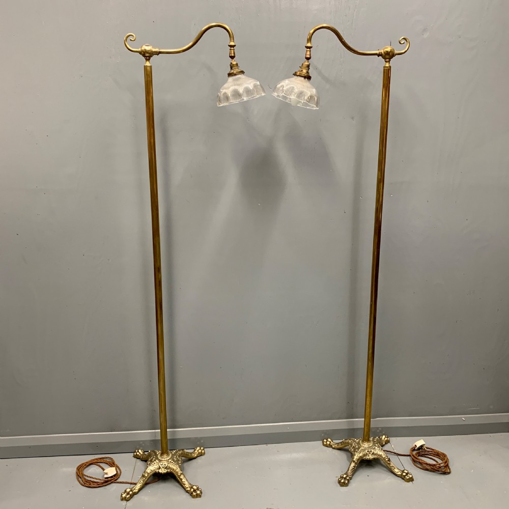 Pair of adjustable brass standard lamps  View III