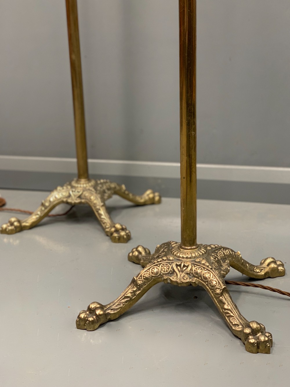 Pair of adjustable brass standard lamps  View VI
