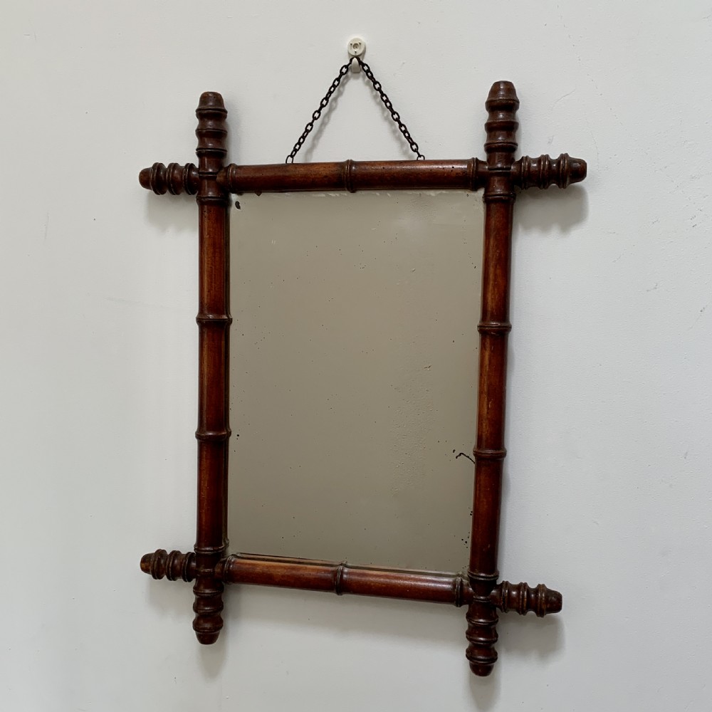 Small French faux bamboo mirror