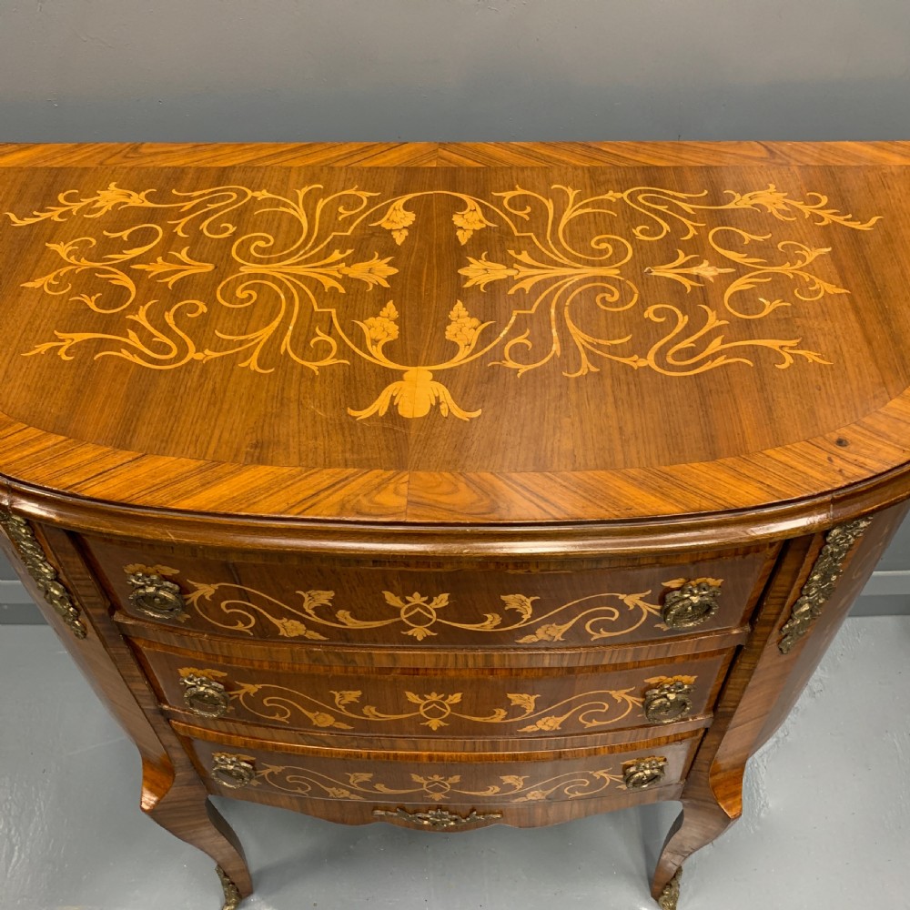 French marquetry demi lune commode View V