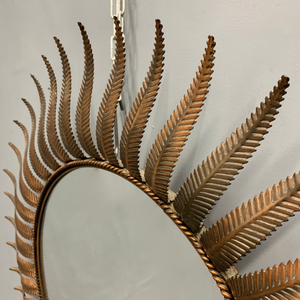 68cm diameter Spanish copper sunburst mirror View IV