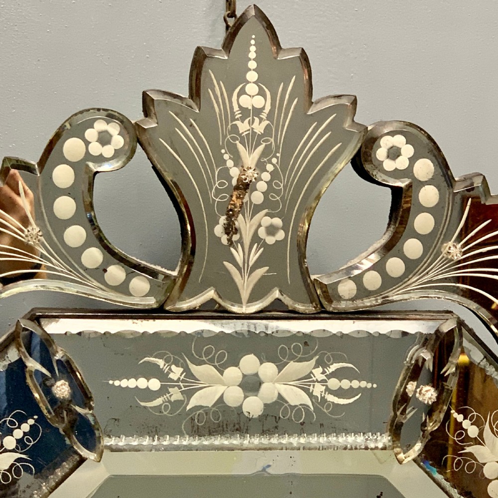19th century Venetian cut and etched mirror View V