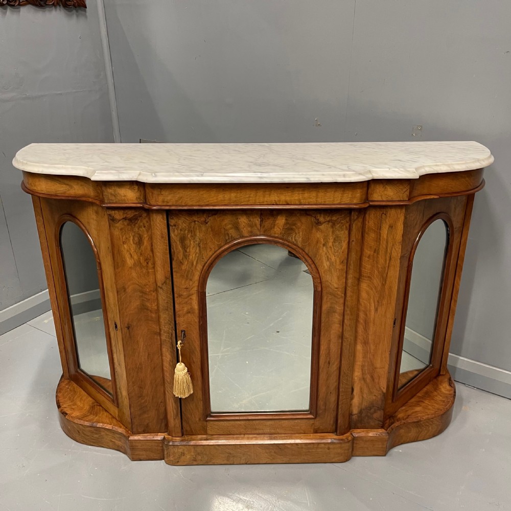 Burr walnut and marble top Credenza View II