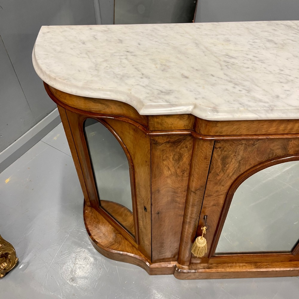 Burr walnut and marble top Credenza View V
