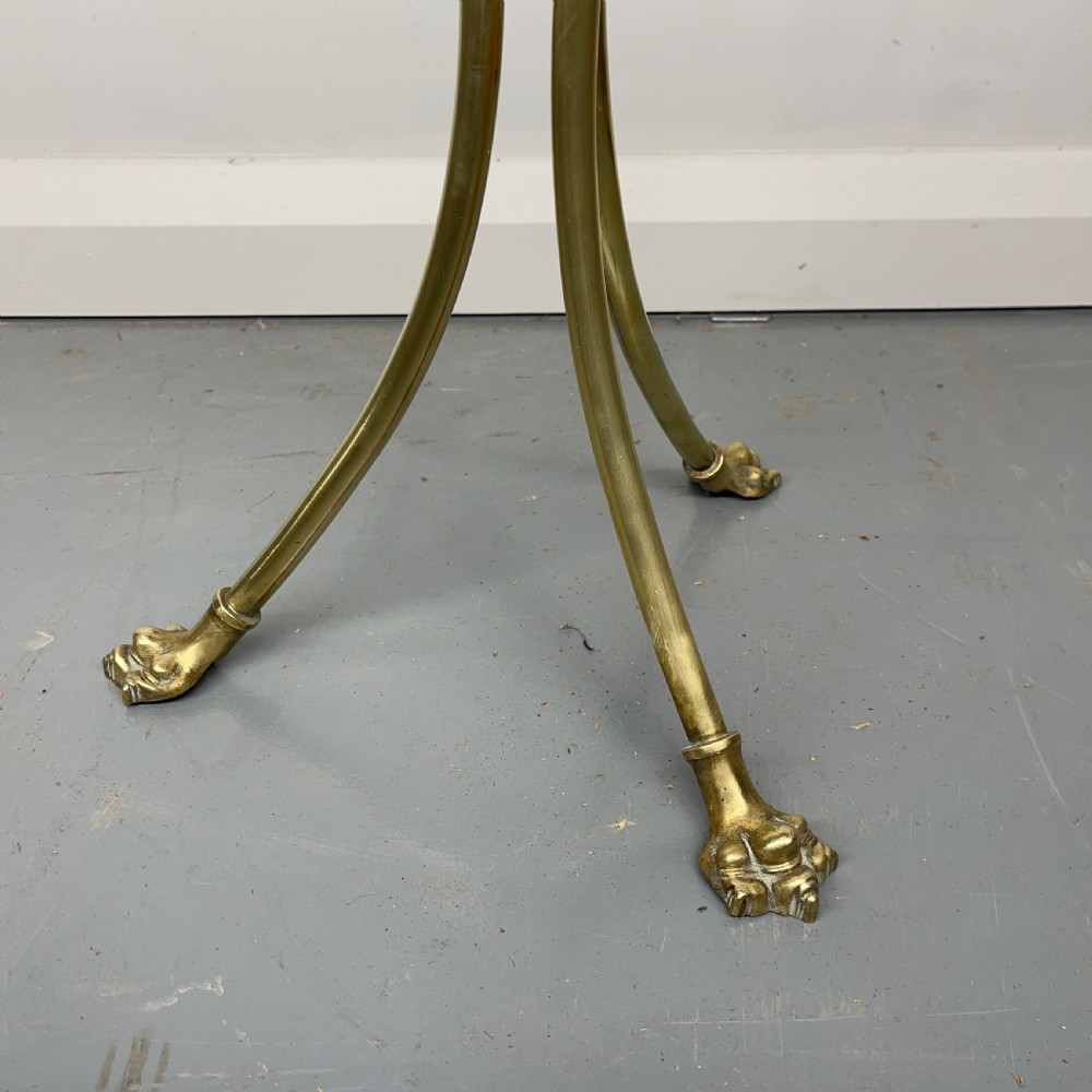 Brass and oak revolving magazine rack on claw feet View IV