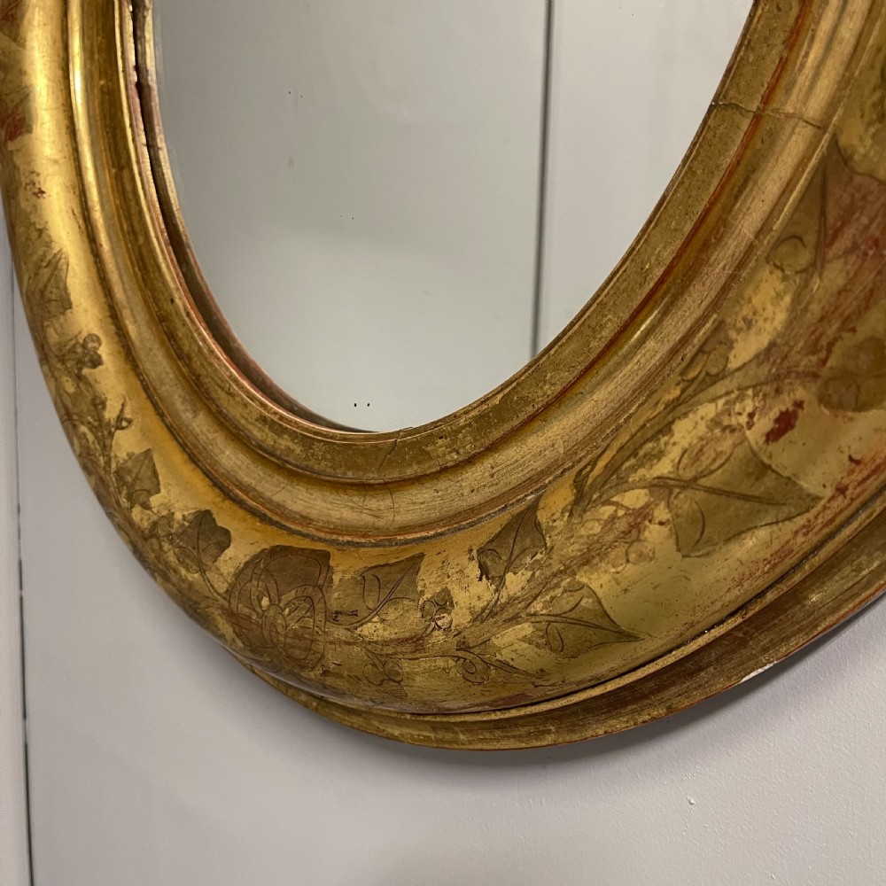 19th century French oval gilt mirror View III