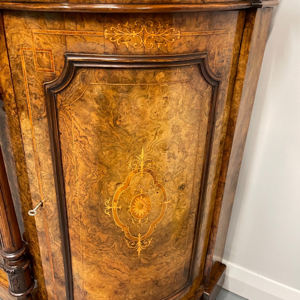 Burr walnut and marquetry Credenza with marble top View VII