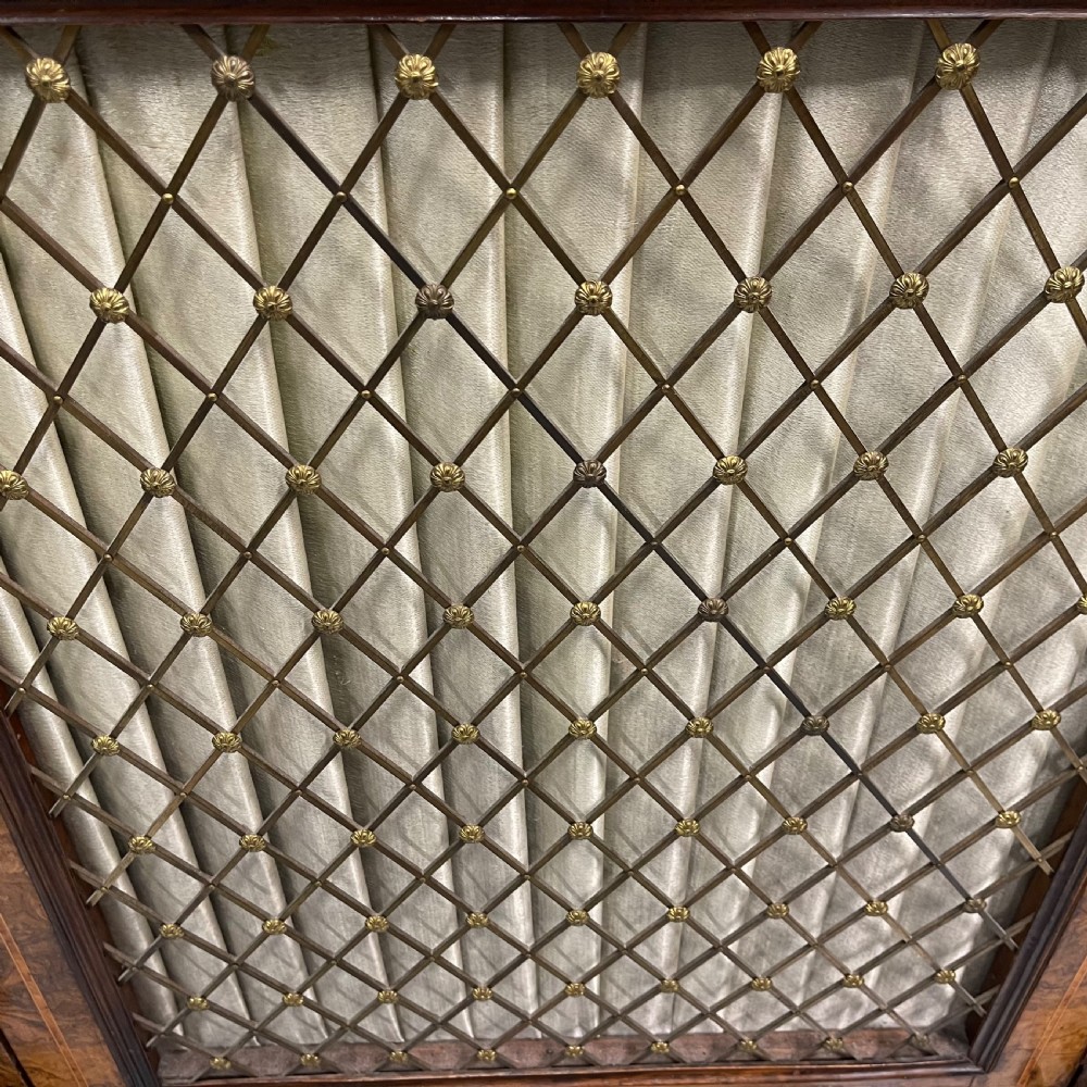 Burr walnut and marquetry Credenza with marble top View IX
