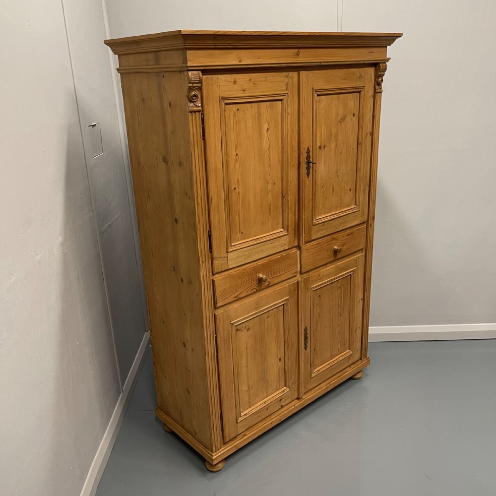 Large antique pine larder cupboard with drawers View II
