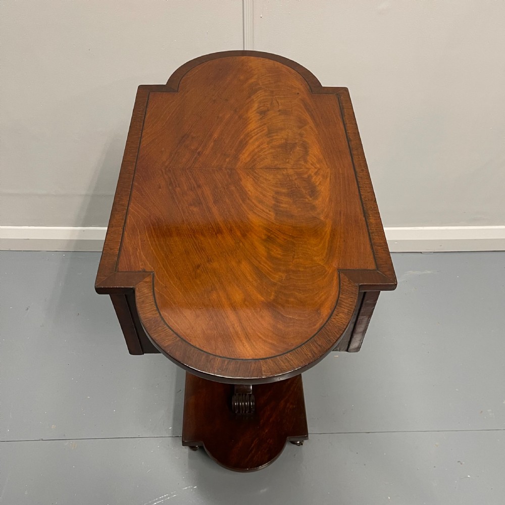 Double sided Regency mahogany inlaid work table  View II