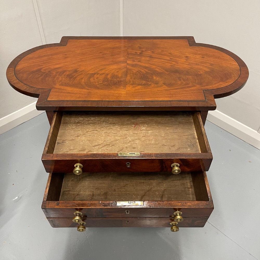 Double sided Regency mahogany inlaid work table  View III