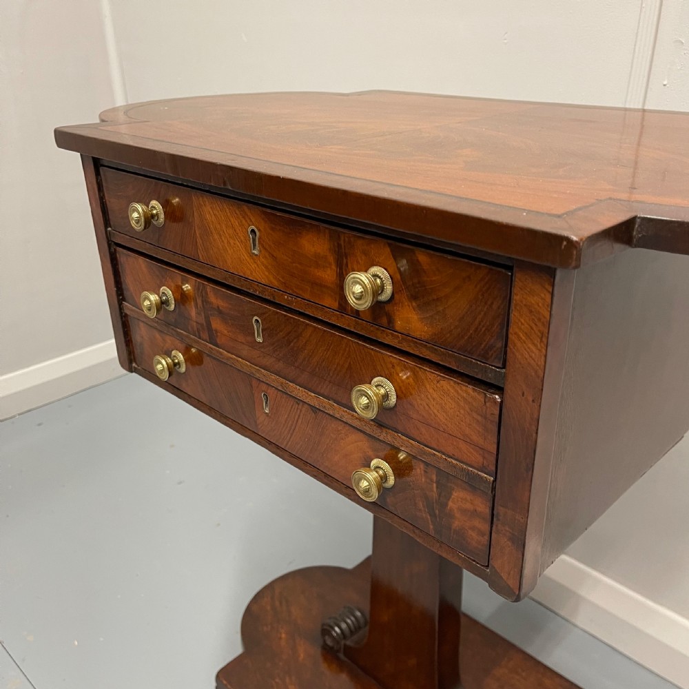 Double sided Regency mahogany inlaid work table  View V