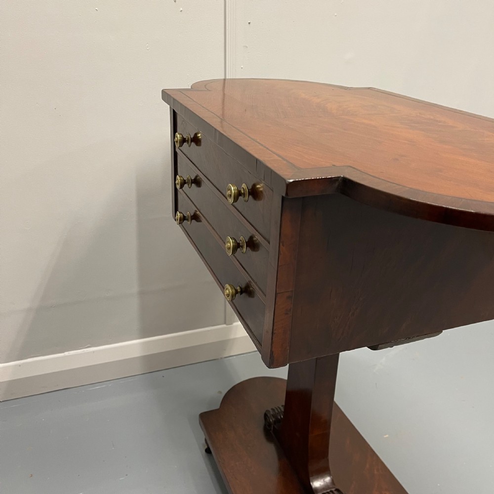 Double sided Regency mahogany inlaid work table  View VI